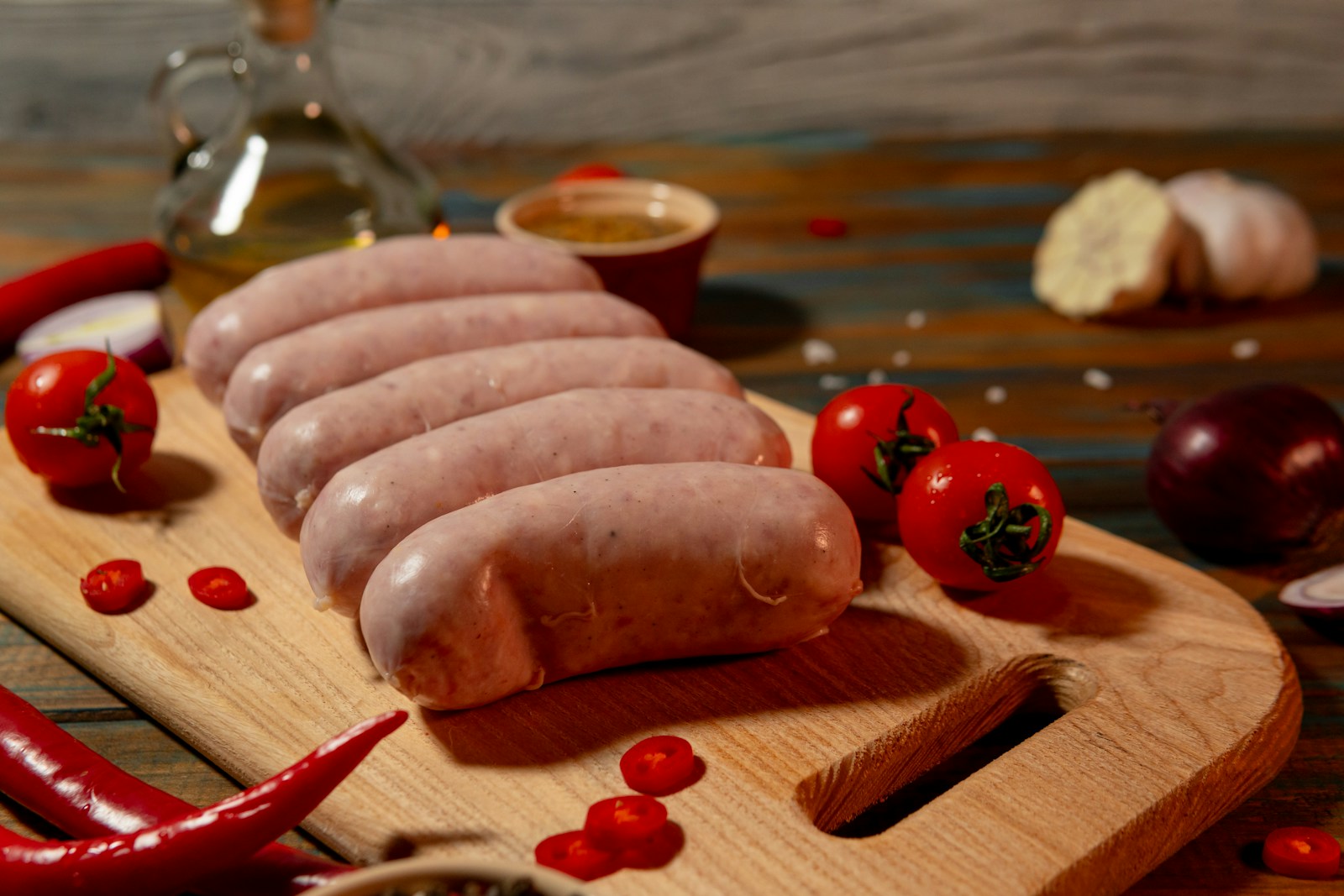 Raw beef sausages